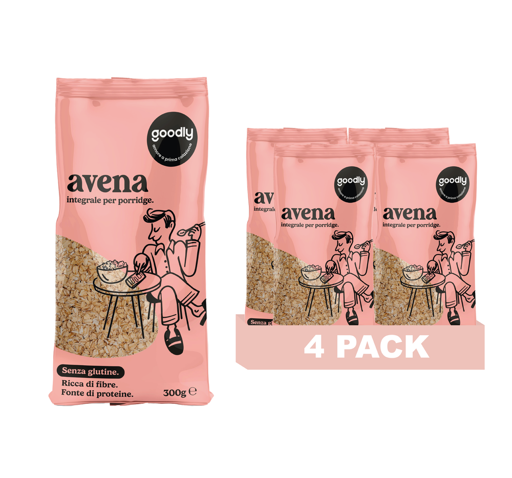 GOODLY avena integrale per porridge, senza glutine, 4pz