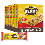 Mr. Beans, Barrette ai mirtilli rossi a Base di Legumi, 5 Confezioni da 3 pz, 420 g